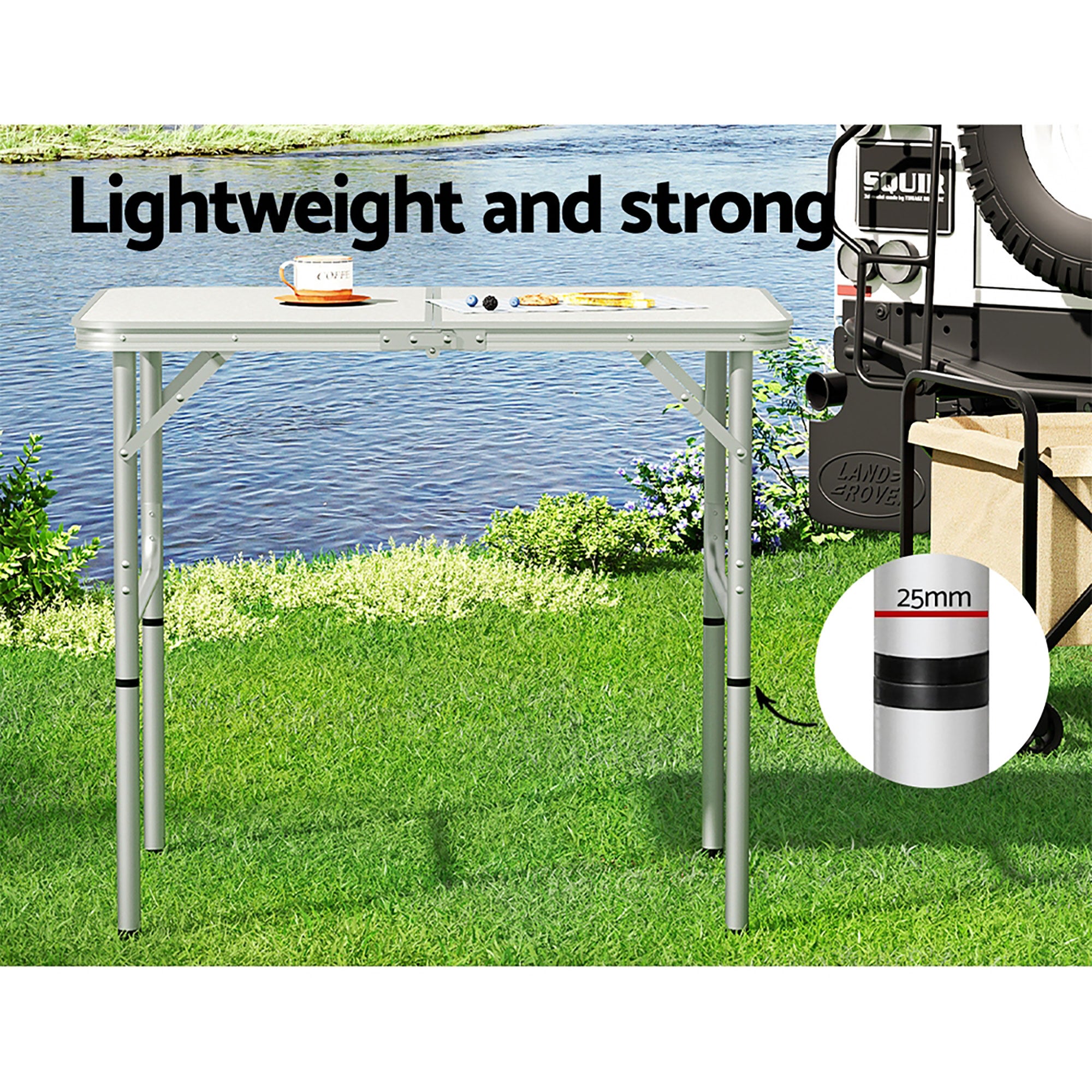 90cm Adjustable Folding Camping Table Picnic Portable