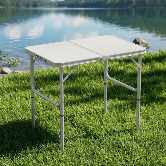 90cm Adjustable Folding Camping Table Picnic Portable - Weisshorn Foldable Kitchen Camp