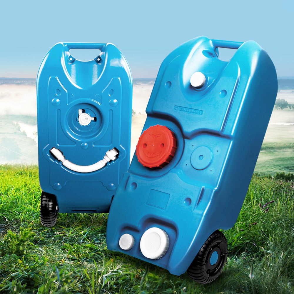 40L Portable Wheel Water Tank Camping Storage Blue