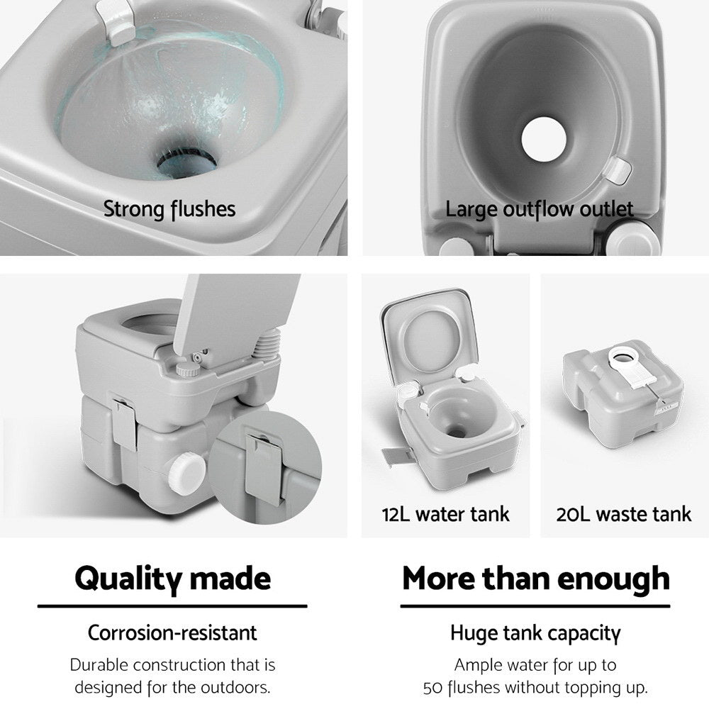 20L Portable Camping Toilet Flush Potty for Boating Outdoor Use