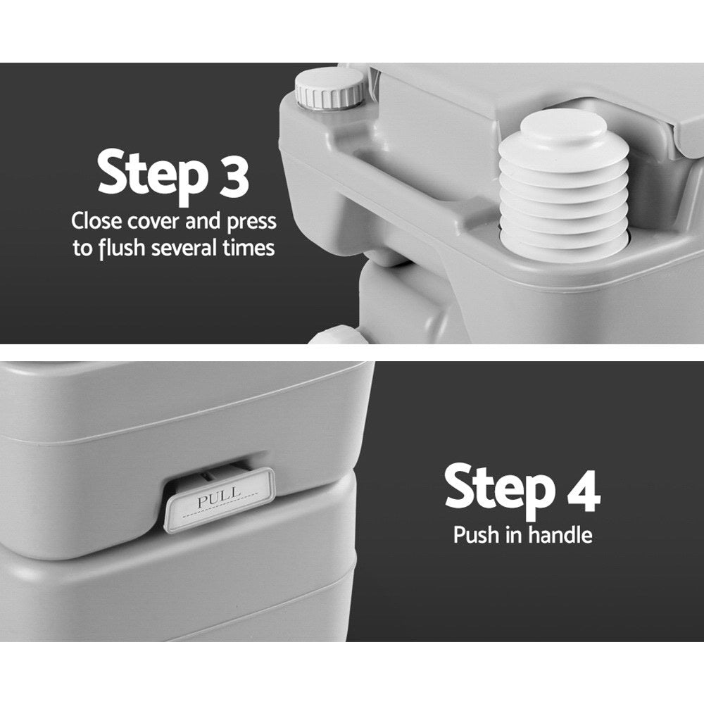 20L Portable Camping Toilet Flush Potty for Boating Outdoor Use