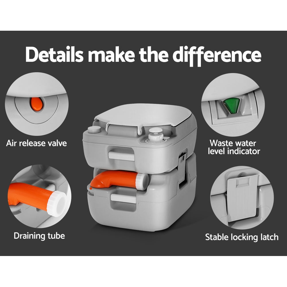 22L Portable Camping Toilet Flush Potty for Boating Outdoor Use