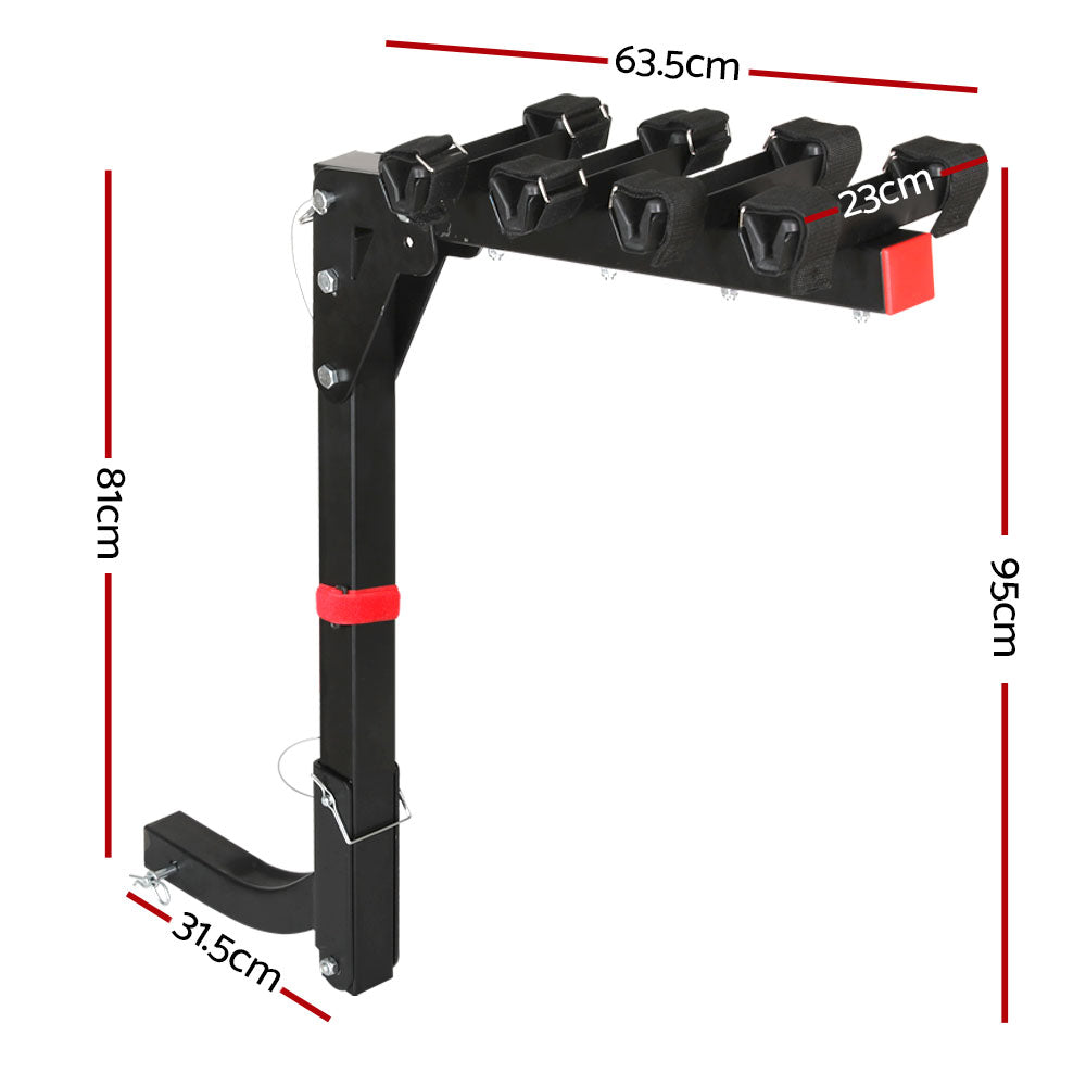 4-Bike Carrier Rack 2-Hitch Mount Foldable Black