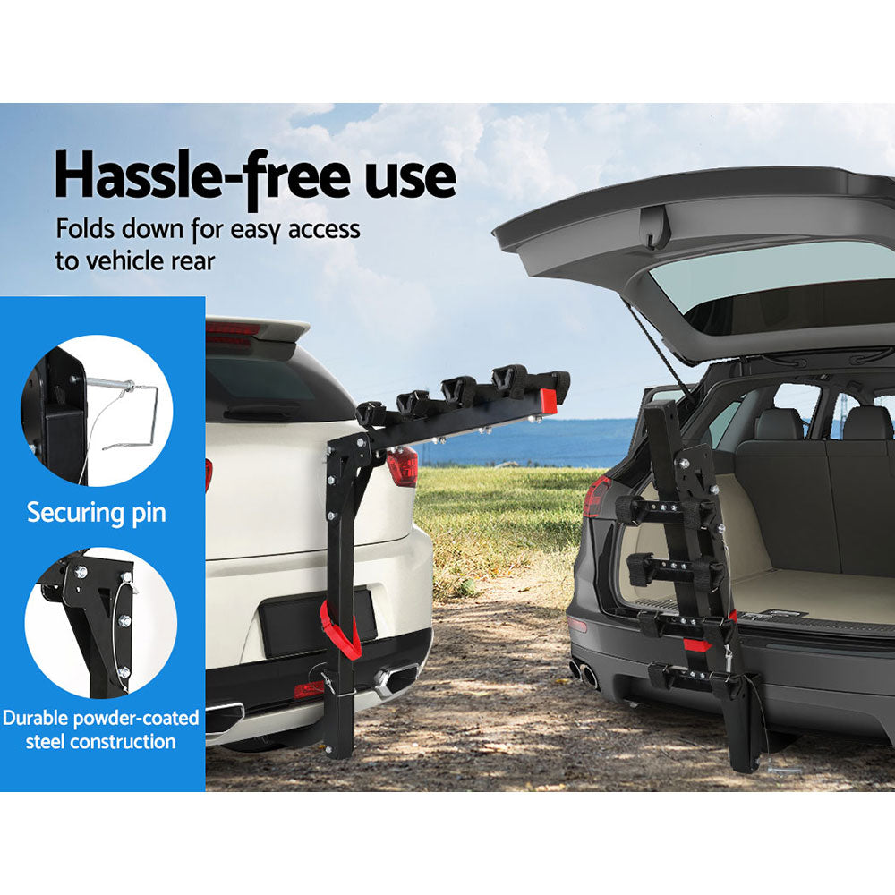 4-Bike Carrier Rack 2-Hitch Mount Foldable Black