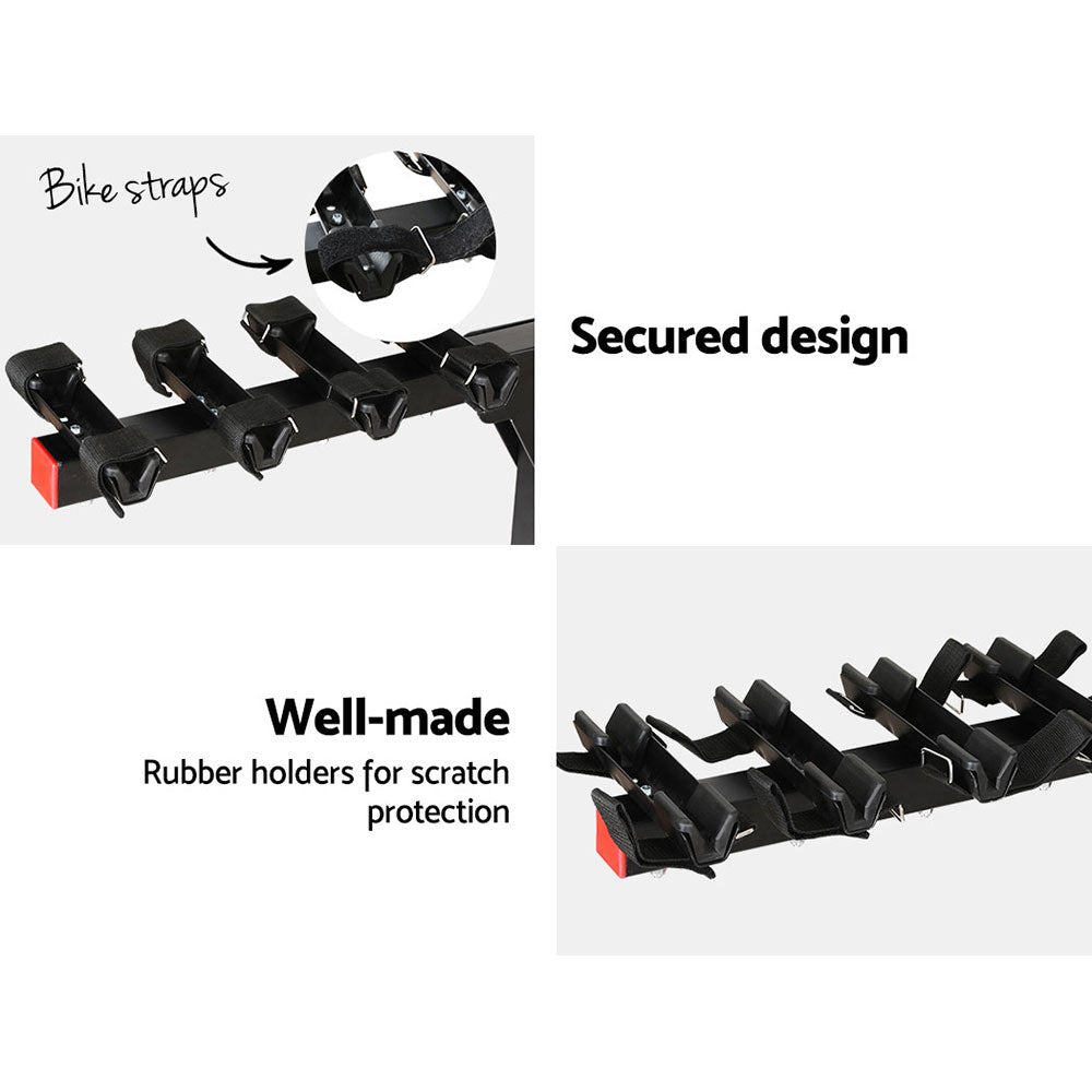 4-Bike Carrier Rack 2-Hitch Mount Foldable Black