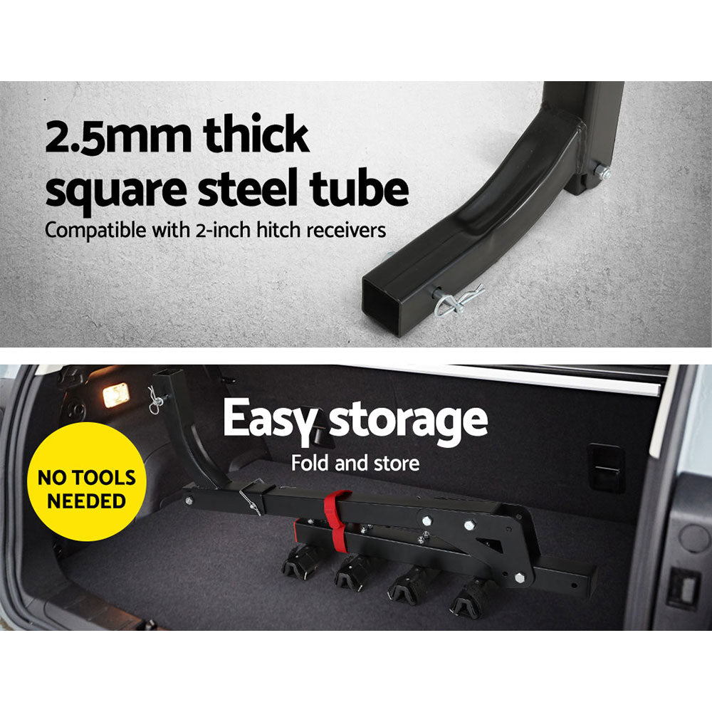 4-Bike Carrier Rack 2-Hitch Mount Foldable Black