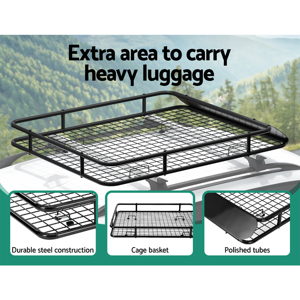 Car Roof Rack Basket 123cm Black Vehicle Cargo Carrier