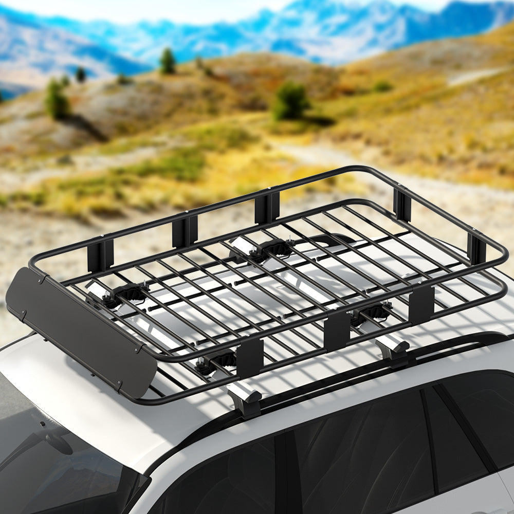160Cm - Car Roof Rack Basket Luggage Vehicle Cargo Carrier 160Cm Black