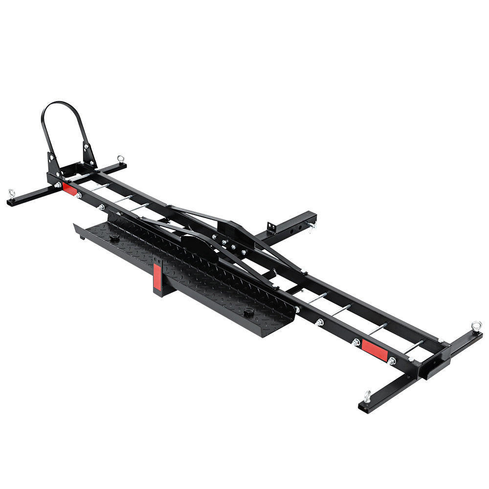 Black Steel Motorcycle Carrier Rack with Dirt Bike Ramp 2" Towbar