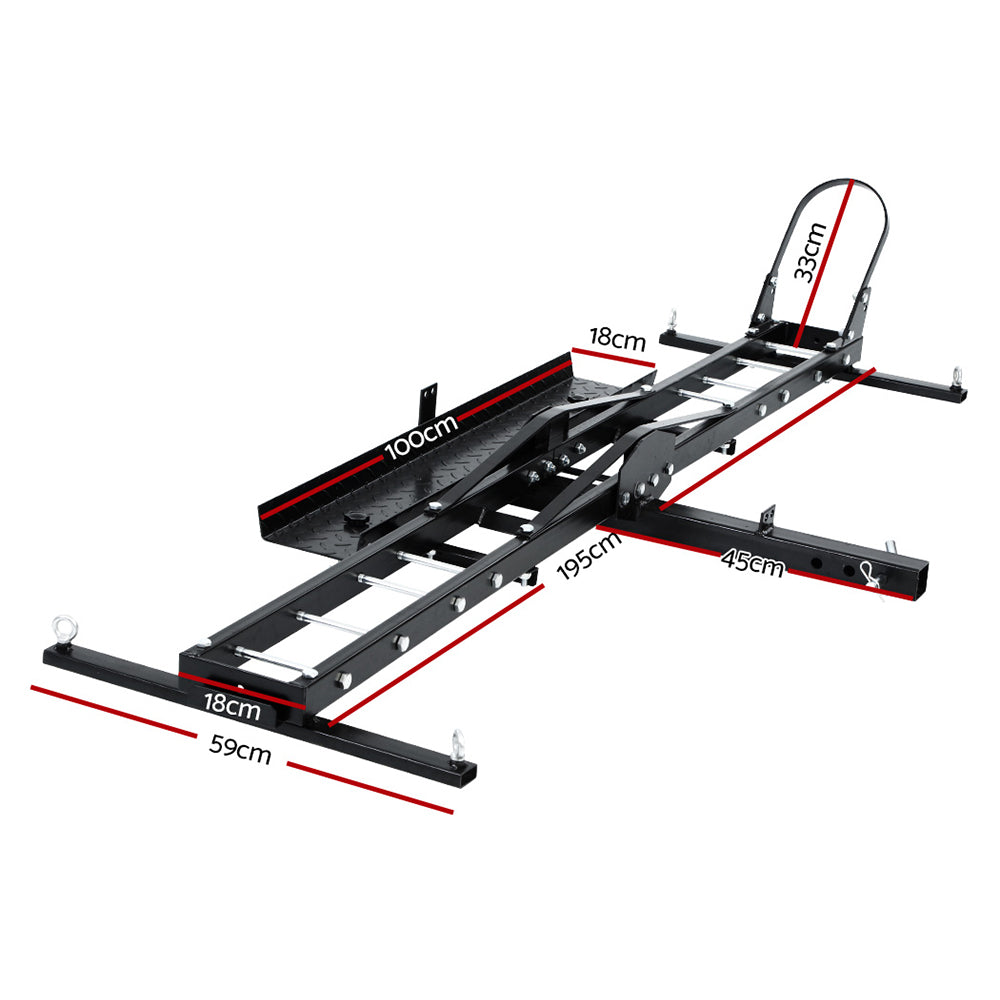 Black Steel Motorcycle Carrier Rack with Dirt Bike Ramp 2" Towbar