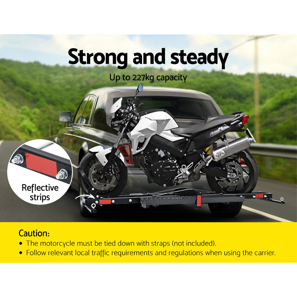 Black Steel Motorcycle Carrier Rack with Dirt Bike Ramp 2" Towbar | Black colour