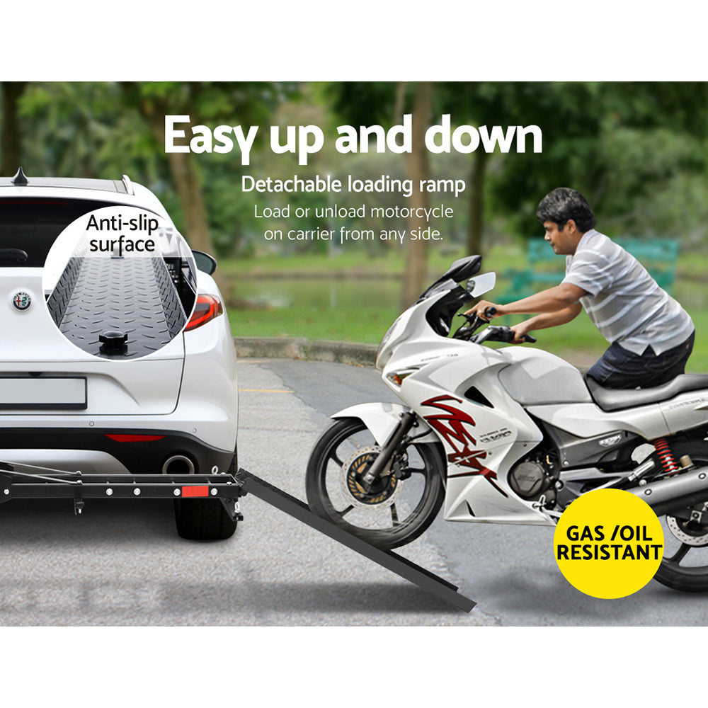 Giantz Arms Motorbike Car - Black Steel Motorcycle Carrier Rack with Dirt Bike Ramp 2" Towbar