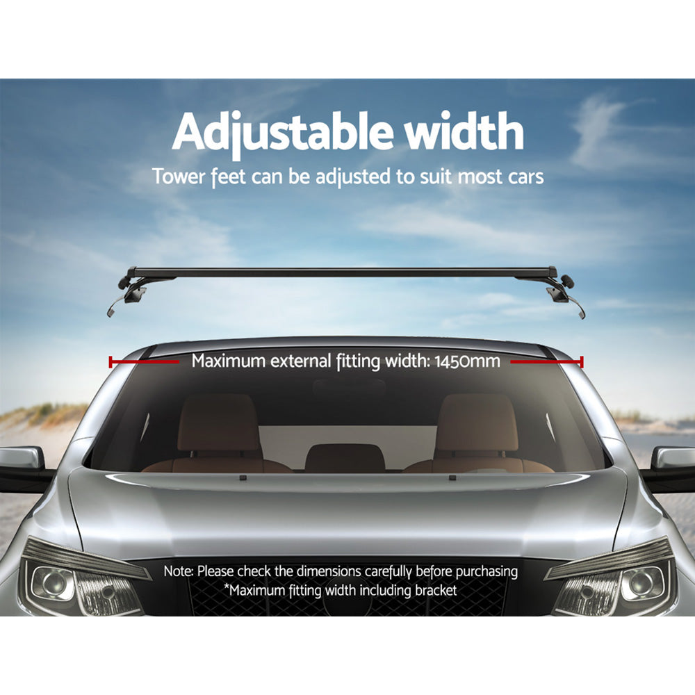145Cm - Car Roof Racks Pod Aluminium Cross Bars Brackets 145Cm Black