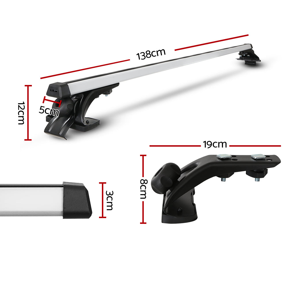 Car Roof Racks Pod Aluminium Cross Bars Brackets 145Cm Silver | 145Cm