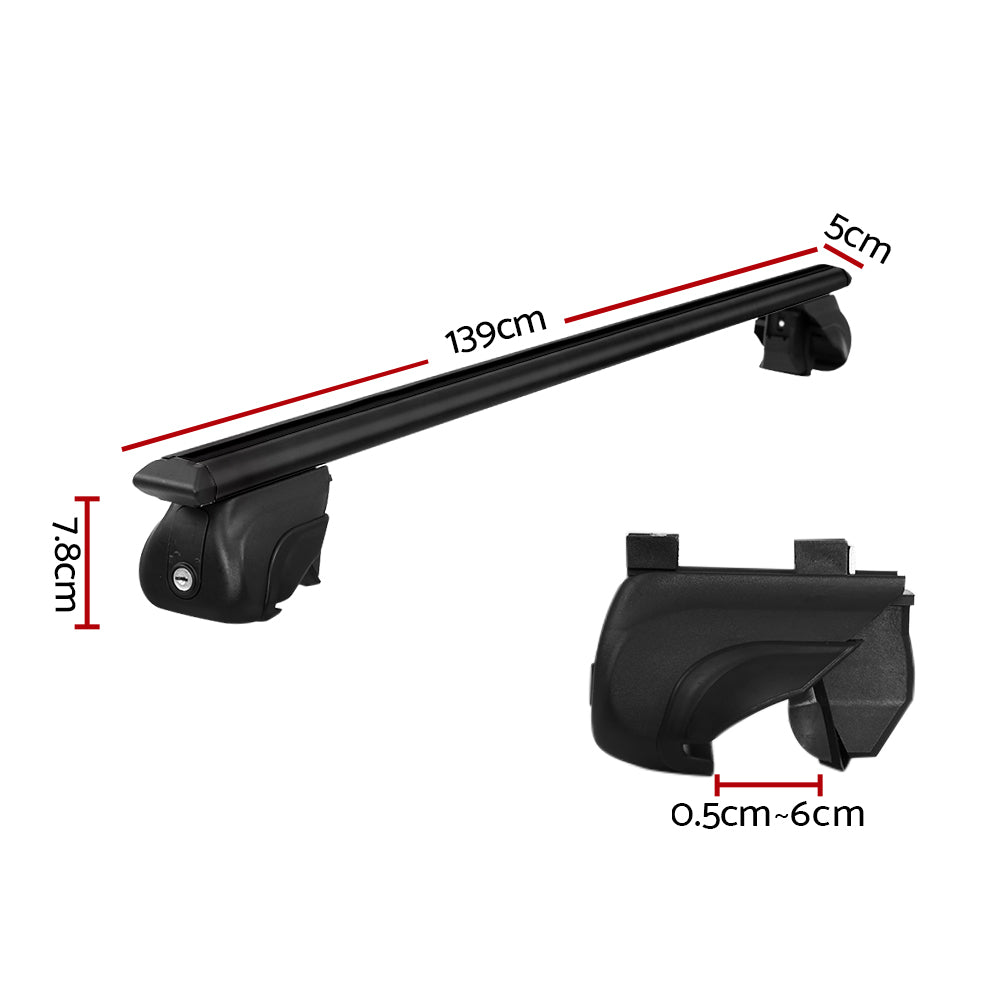 Car Roof Racks Pod Aluminium Cross Bars Upgraded Holder 126Cm Black
