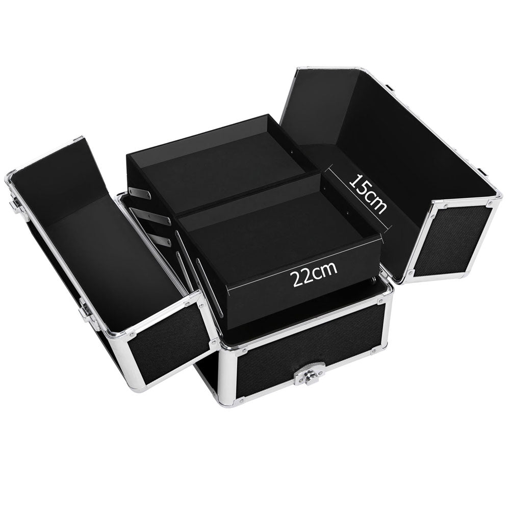 Makeup Case Beauty Trolley Cosmetic Organiser Box Travel Wheels Black