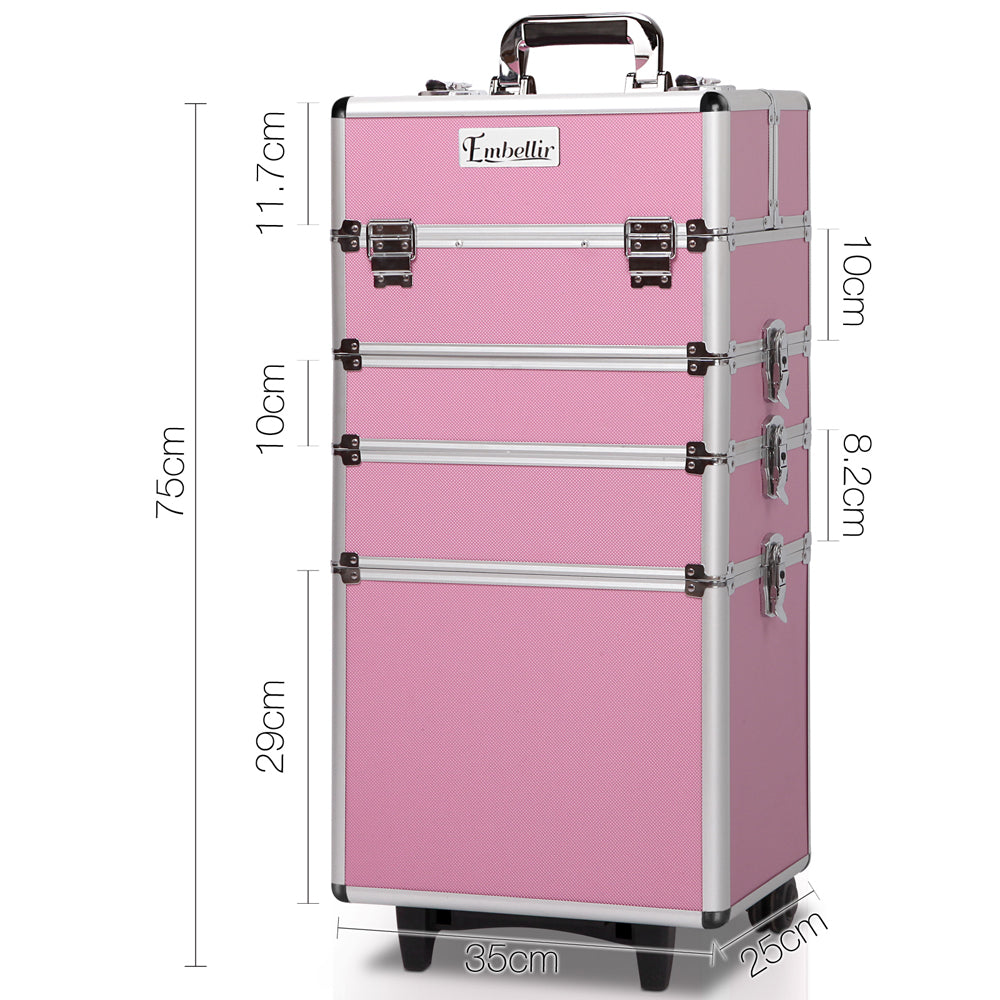 Embellir 7-in-1 Makeup Trolley Case - Pink | Simple Deals