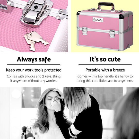 Embellir 7-in-1 Makeup Trolley Case - Pink