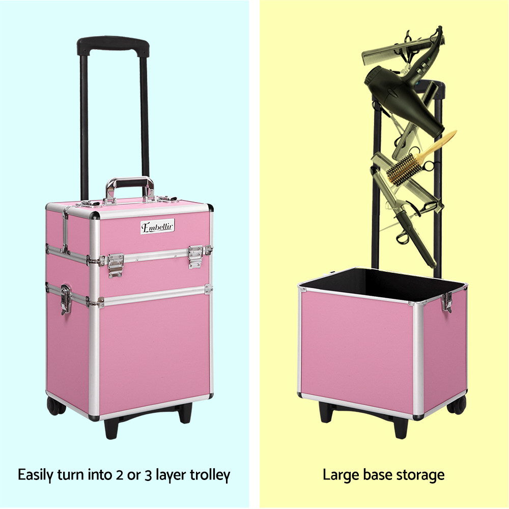 Embellir 7-in-1 Makeup Trolley Case - Pink | Simple Deals