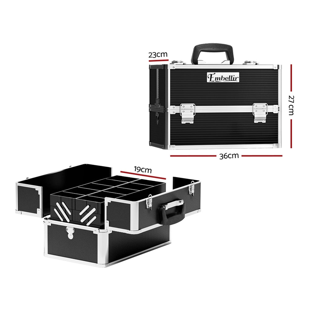 Portable Makeup Case Black Cosmetic Beauty Storage Organizer