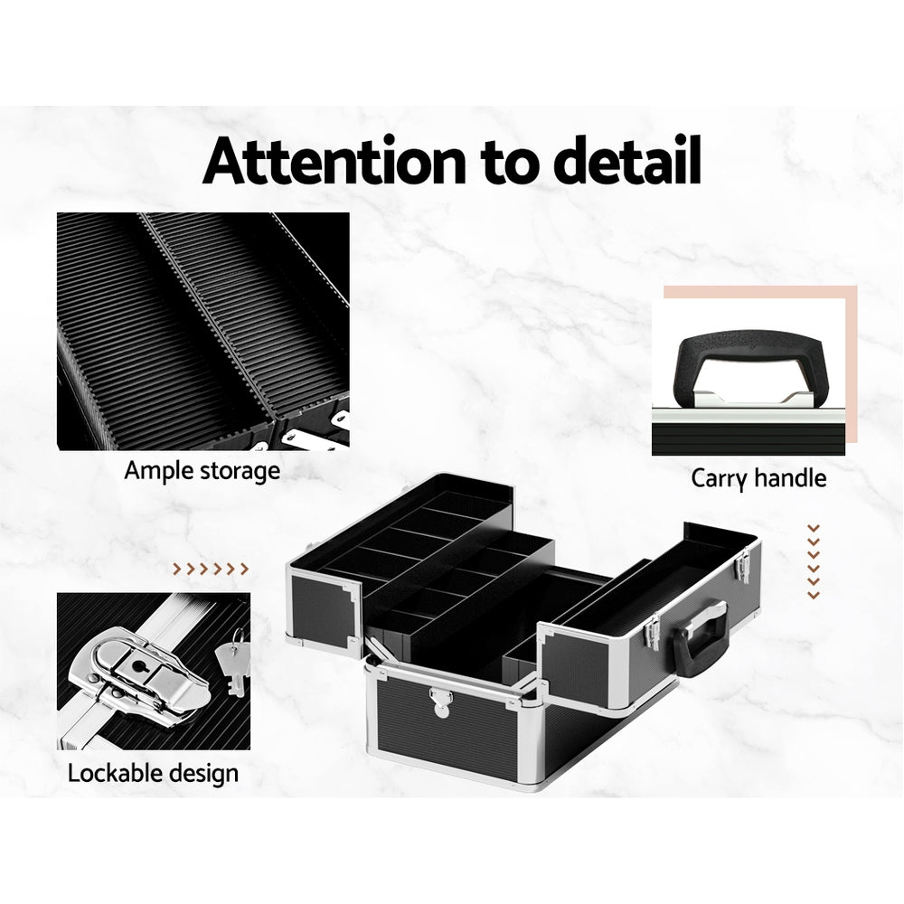 Portable Makeup Case Black Cosmetic Beauty Storage Organizer