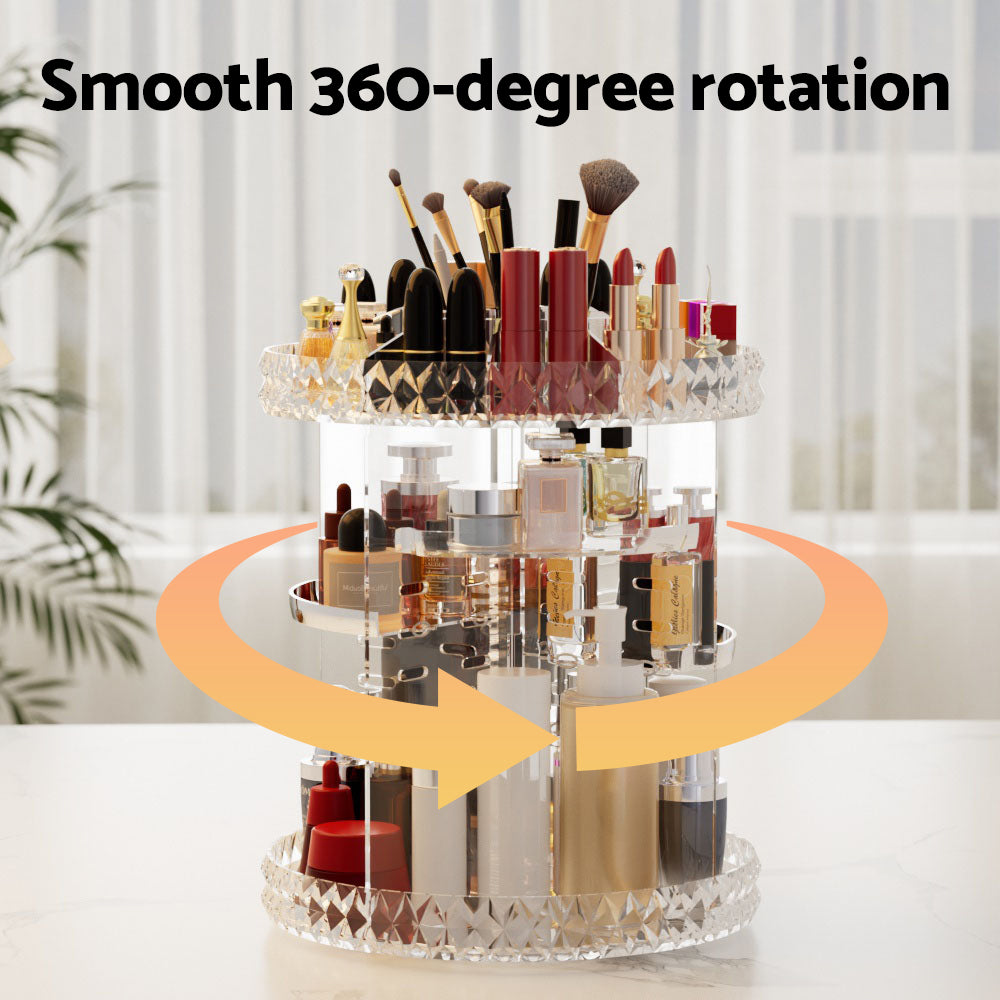 Makeup Case Acrylic Rotating Cosmetic Organizer Storage Display Holder with Makeup Organisation & Storage