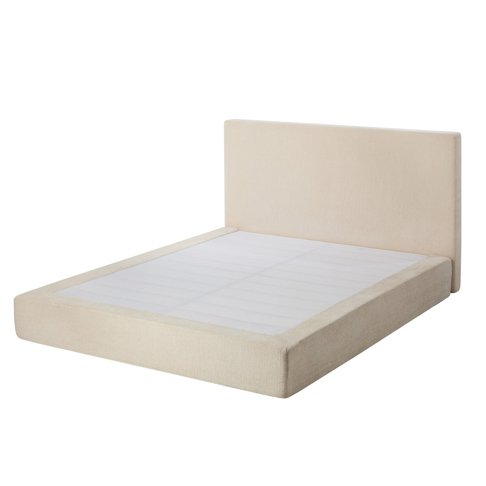 Double Fabric Bed Frame Beige 215x162x96cm