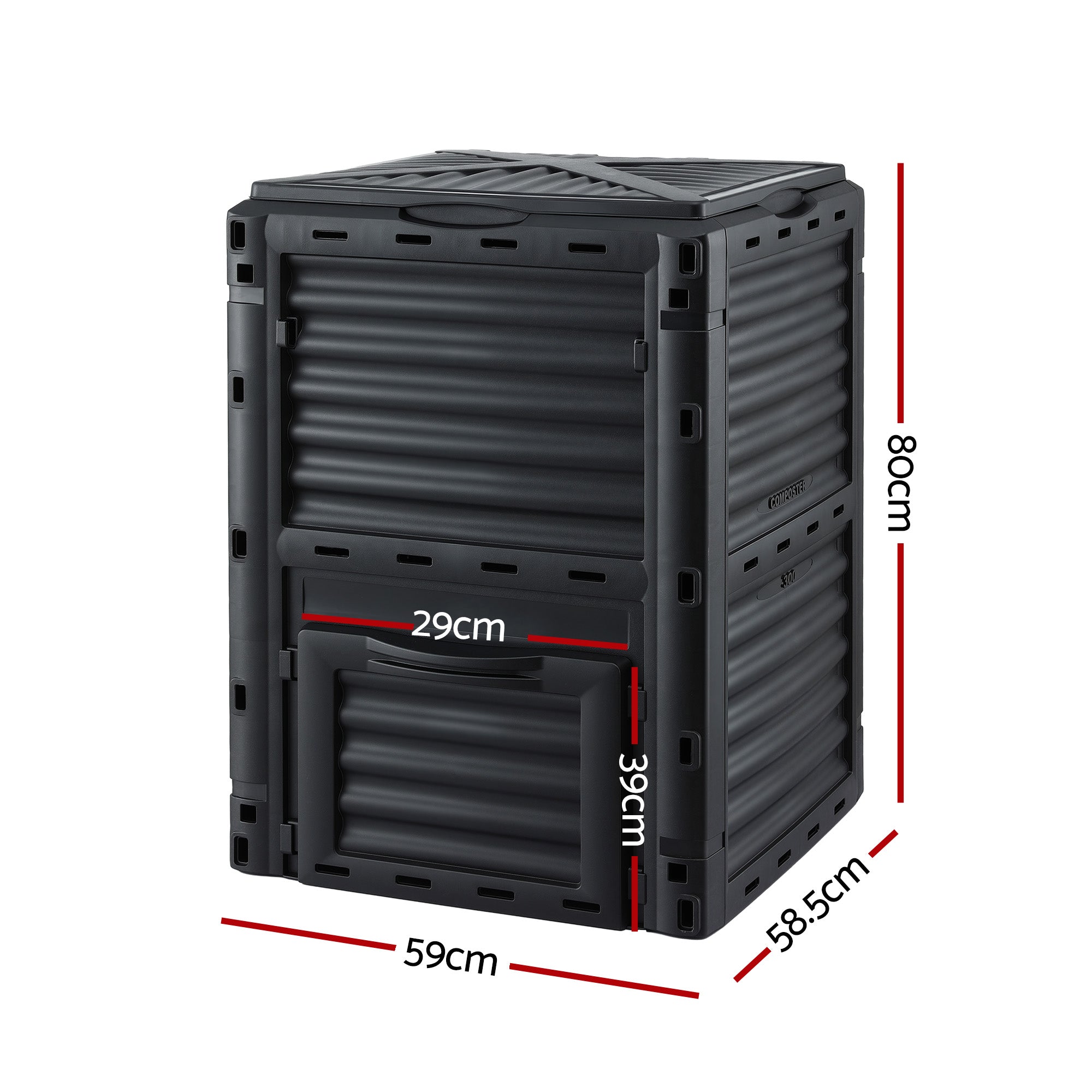 300L Heavy-Duty Outdoor Compost Bin with Lid Dual-Chamber Aeration