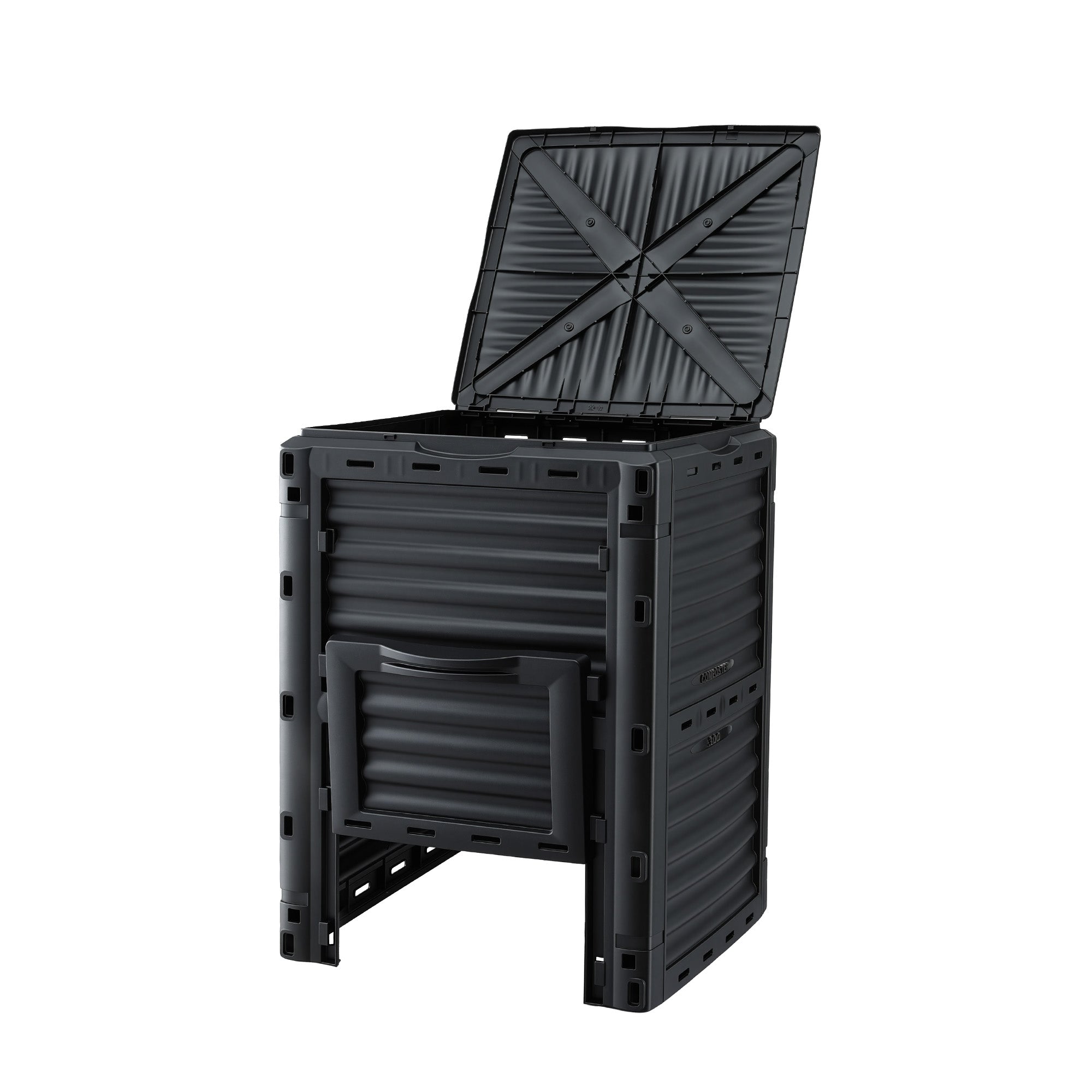 300L Heavy-Duty Outdoor Compost Bin with Lid Dual-Chamber Aeration