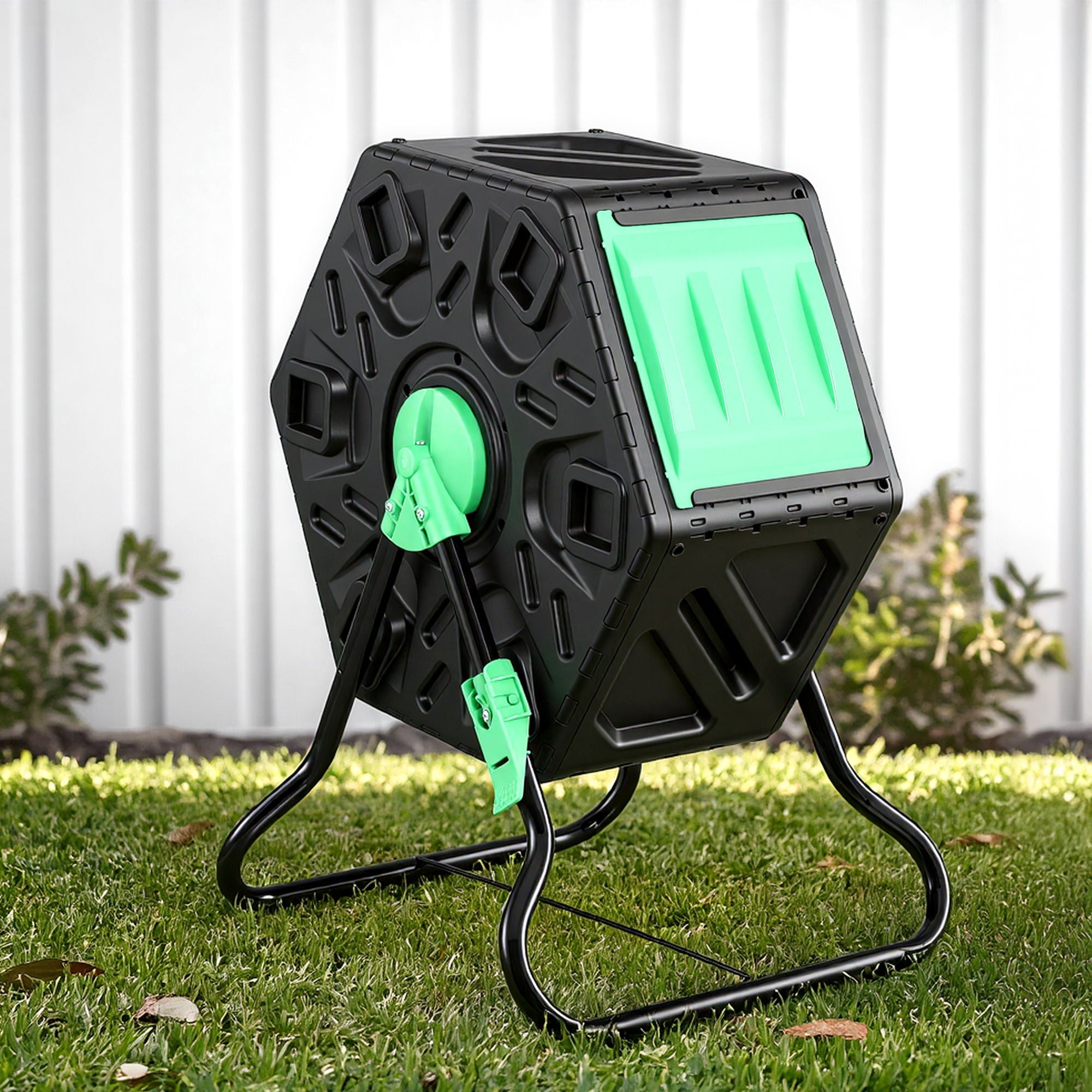 65L Compost Bin Outdoor Tumbler Rotating with Aeration Fast Cycle