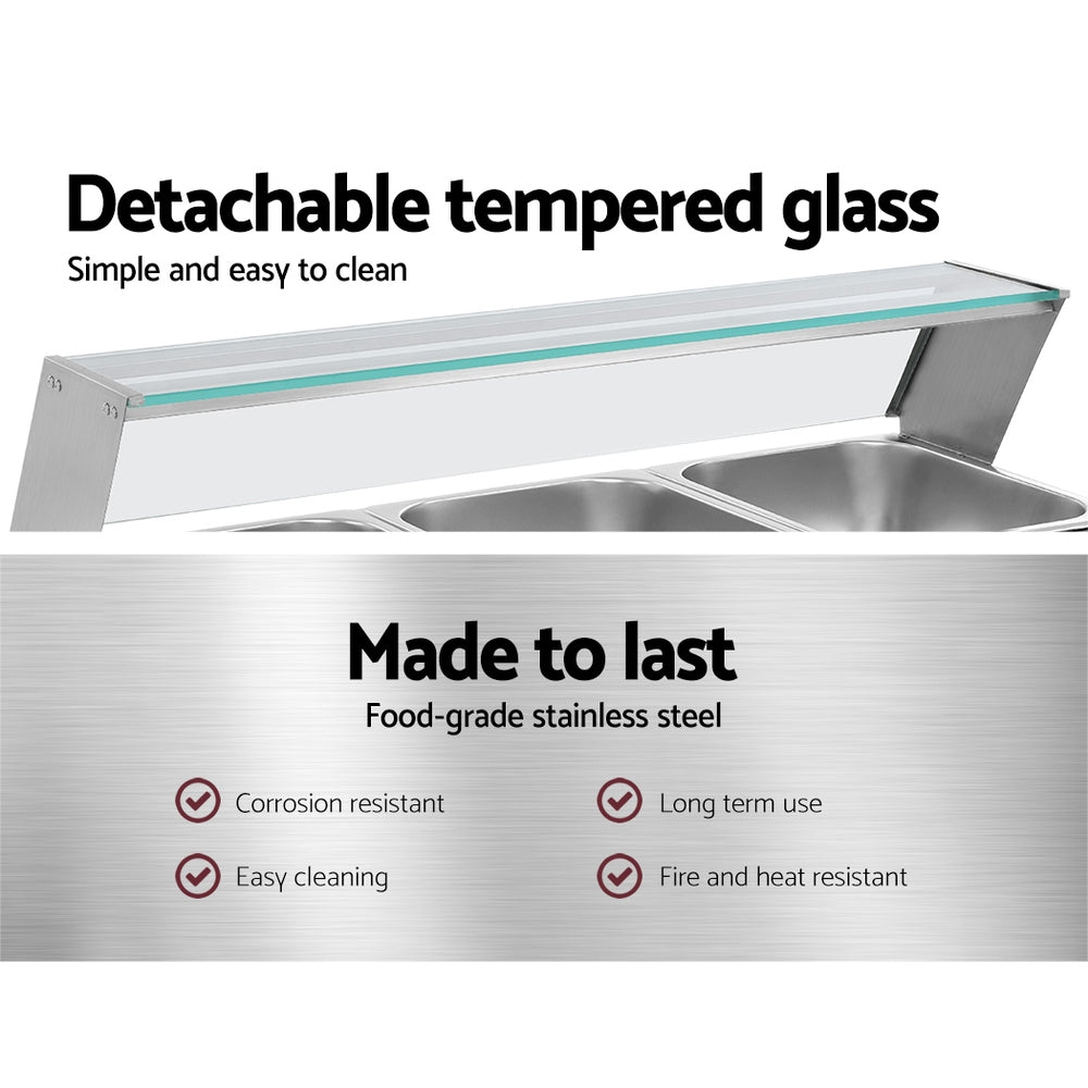 Commercial Food Warmer Bain Marie 3 Electric Buffet Pans | Devanti Pan Stainless Steel