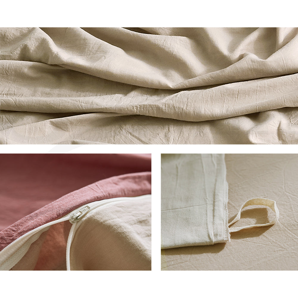 Cotton Cover Quilt Cover Set Vanilla Rhubarb Double
