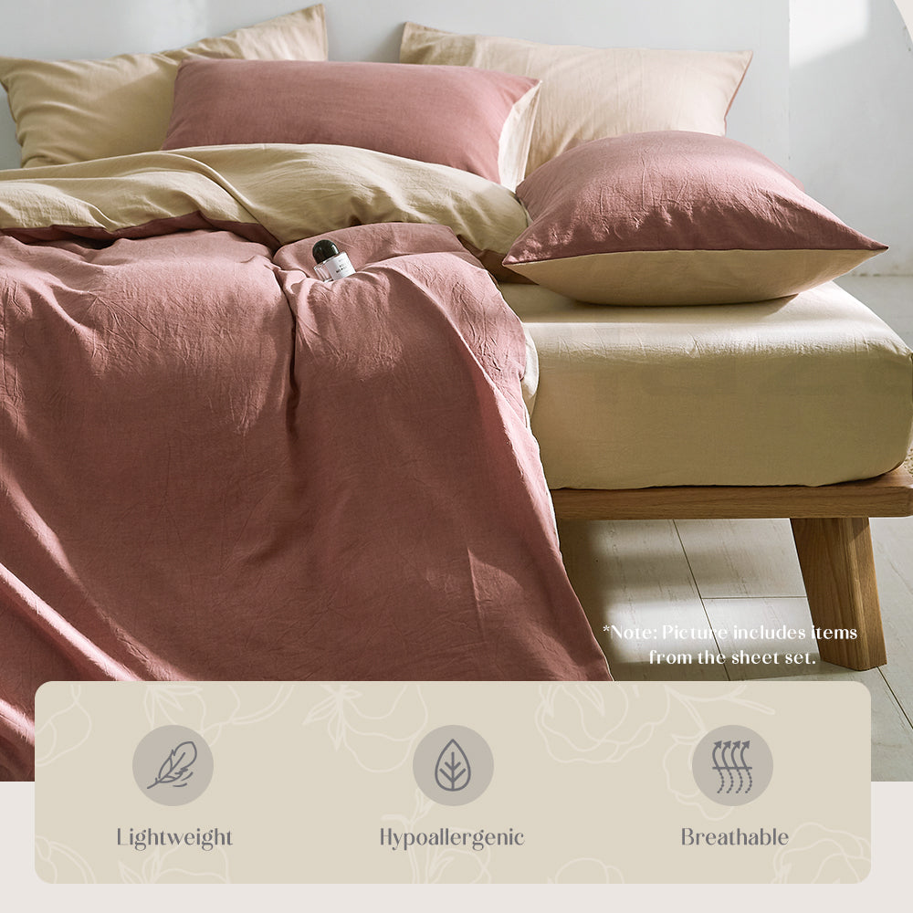 Cotton Cover Quilt Cover Set Vanilla Rhubarb Single