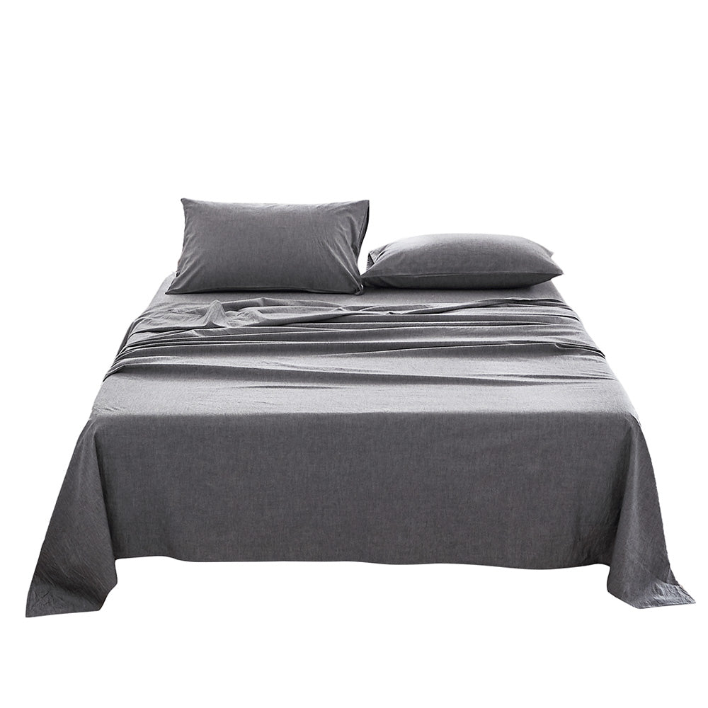 Cotton Bed Sheets Set Black Cover Single
