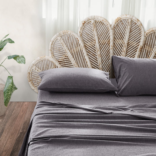 Cotton Bed Sheets Set Black Cover Single - Extremely Soft Flat Pillow