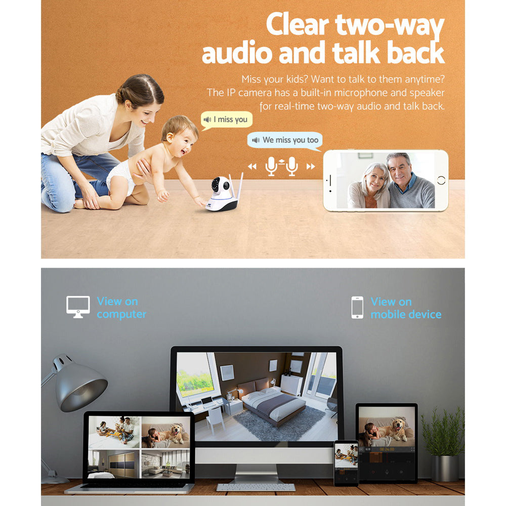 1080P Wireless Ip Camera Security Wifi Cam White