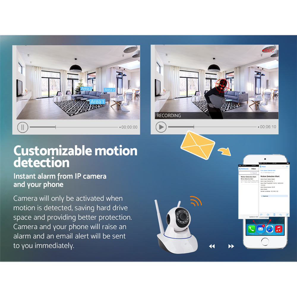 1080P Wireless Ip Camera Security Wifi Cam White