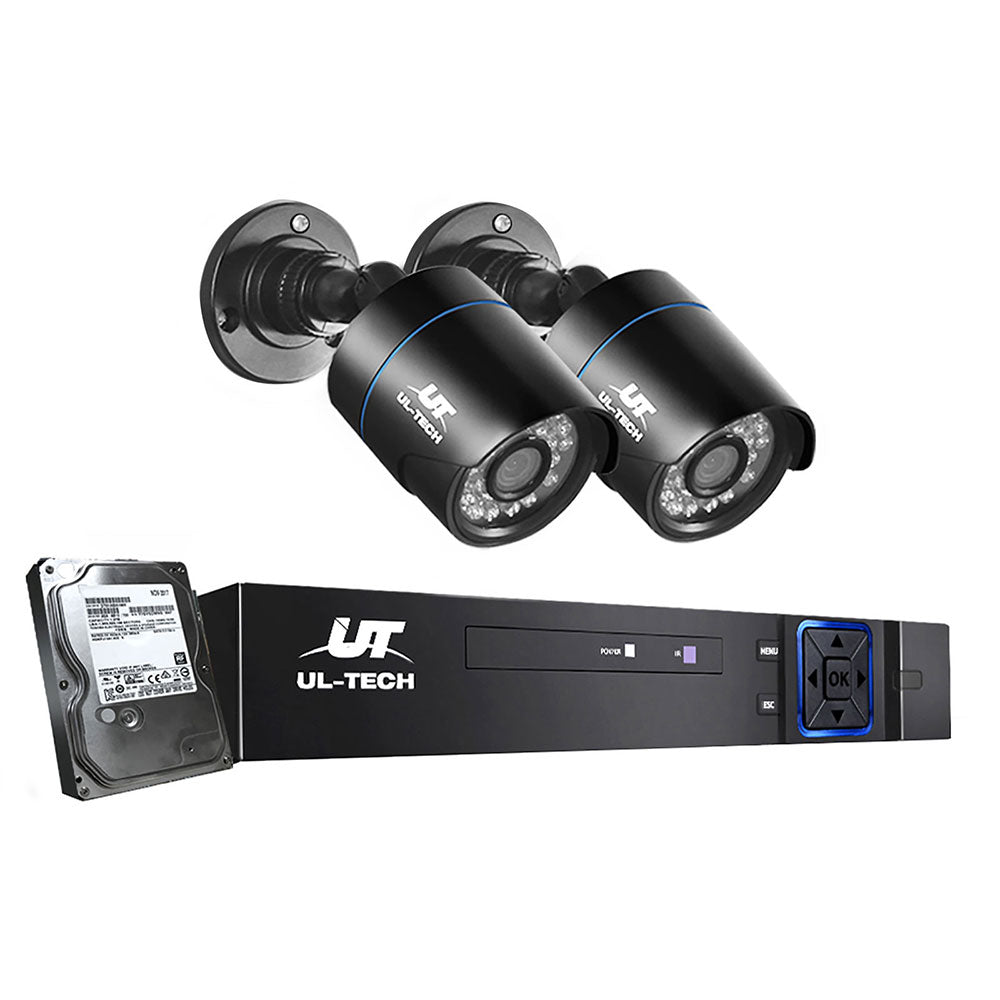 4Ch CCTV Security System DVR with 2 Cameras 1TB HDD