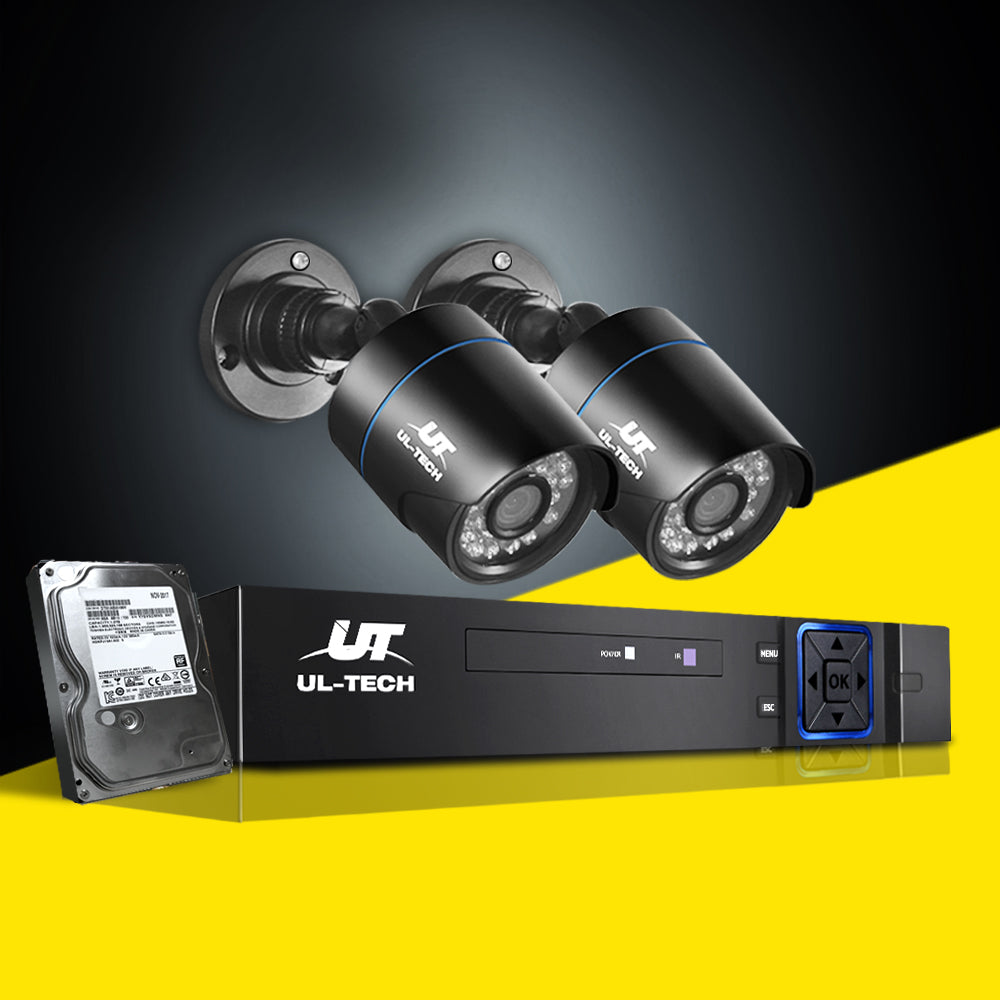 4Ch CCTV Security System DVR with 2 Cameras 1TB HDD
