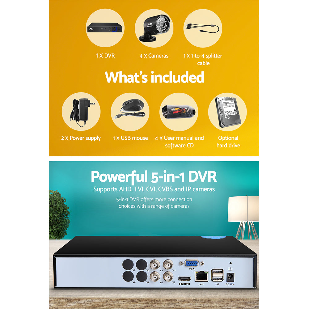 4Ch Dvr 4 Cameras Extended Storage Security Bundle | Security Cameras & Accessories