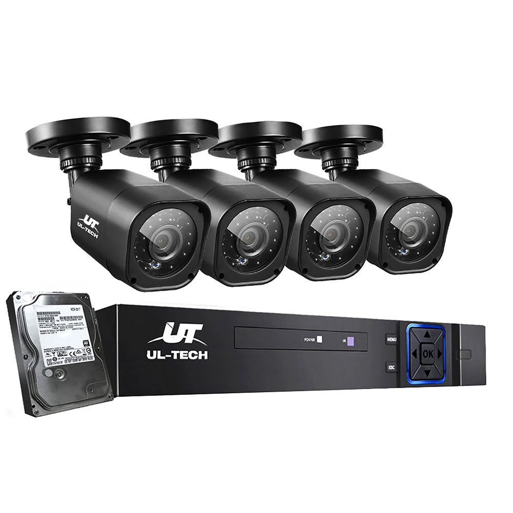 4CH DVR Security System with 4 Cameras Complete Home Surveillance Kit