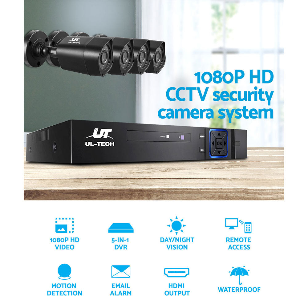 4CH DVR Security System with 4 Cameras Complete Home Surveillance Kit | Security Cameras & Accessories