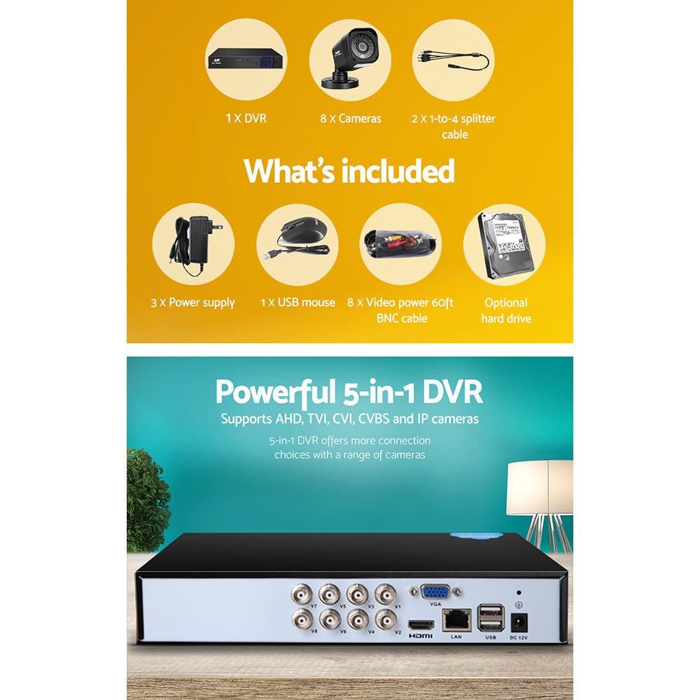 8Ch Dvr 8 Cameras Extensive Storage Security System
