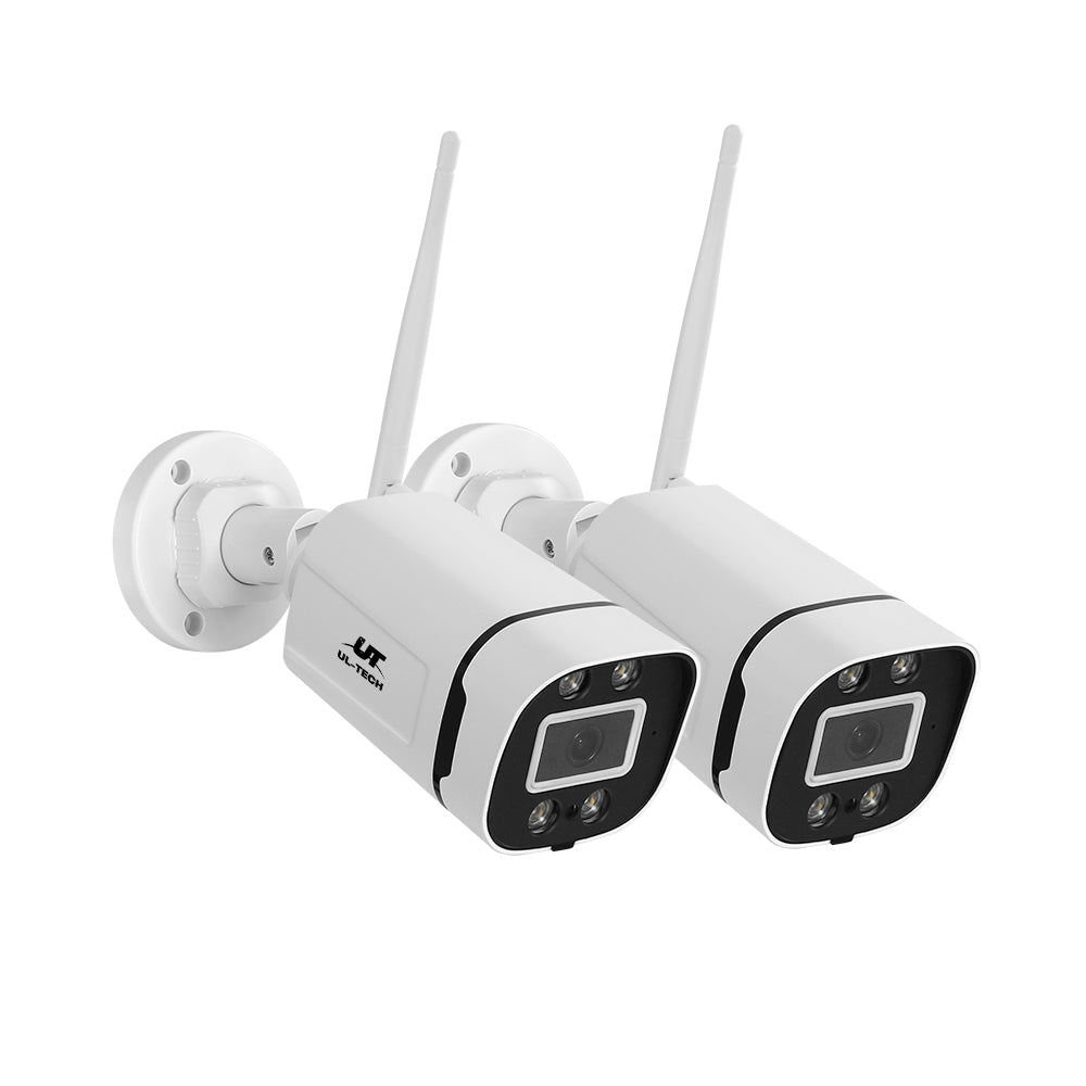 2 Camera Wireless CCTV System 3MP HD Security Kit Square Outdoor Cameras
