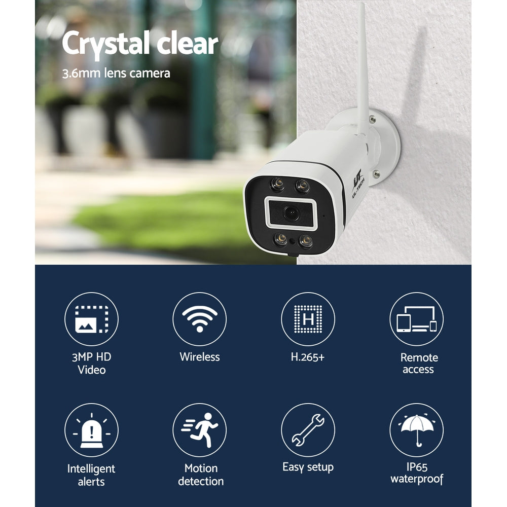 2 Camera Wireless CCTV System 3MP HD Security Kit Square Outdoor Cameras