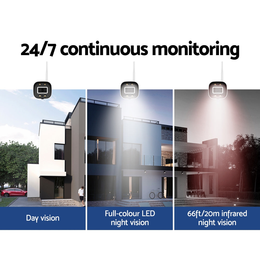 2 Camera Wireless CCTV System 3MP HD Security Kit Square Outdoor Cameras