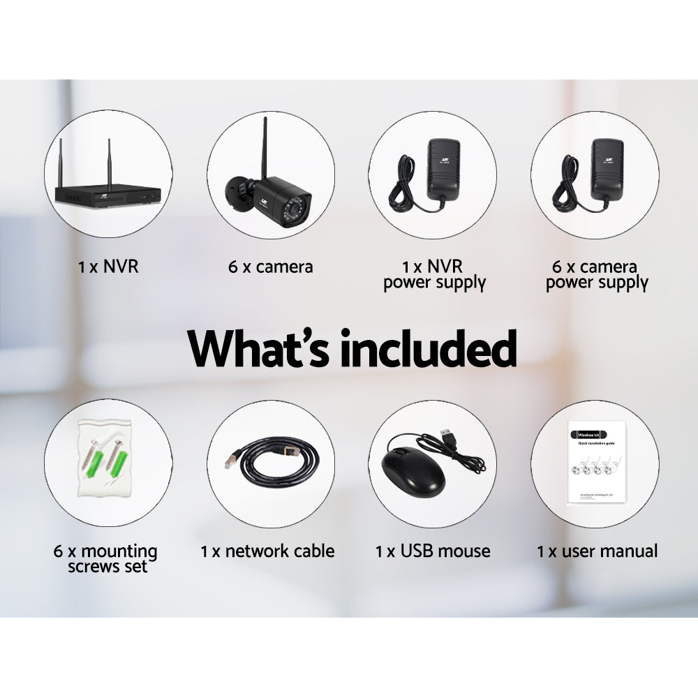 UL-TECH 3MP 8CH NVR Wireless 6 Security Cameras Set with Security Cameras & Accessories