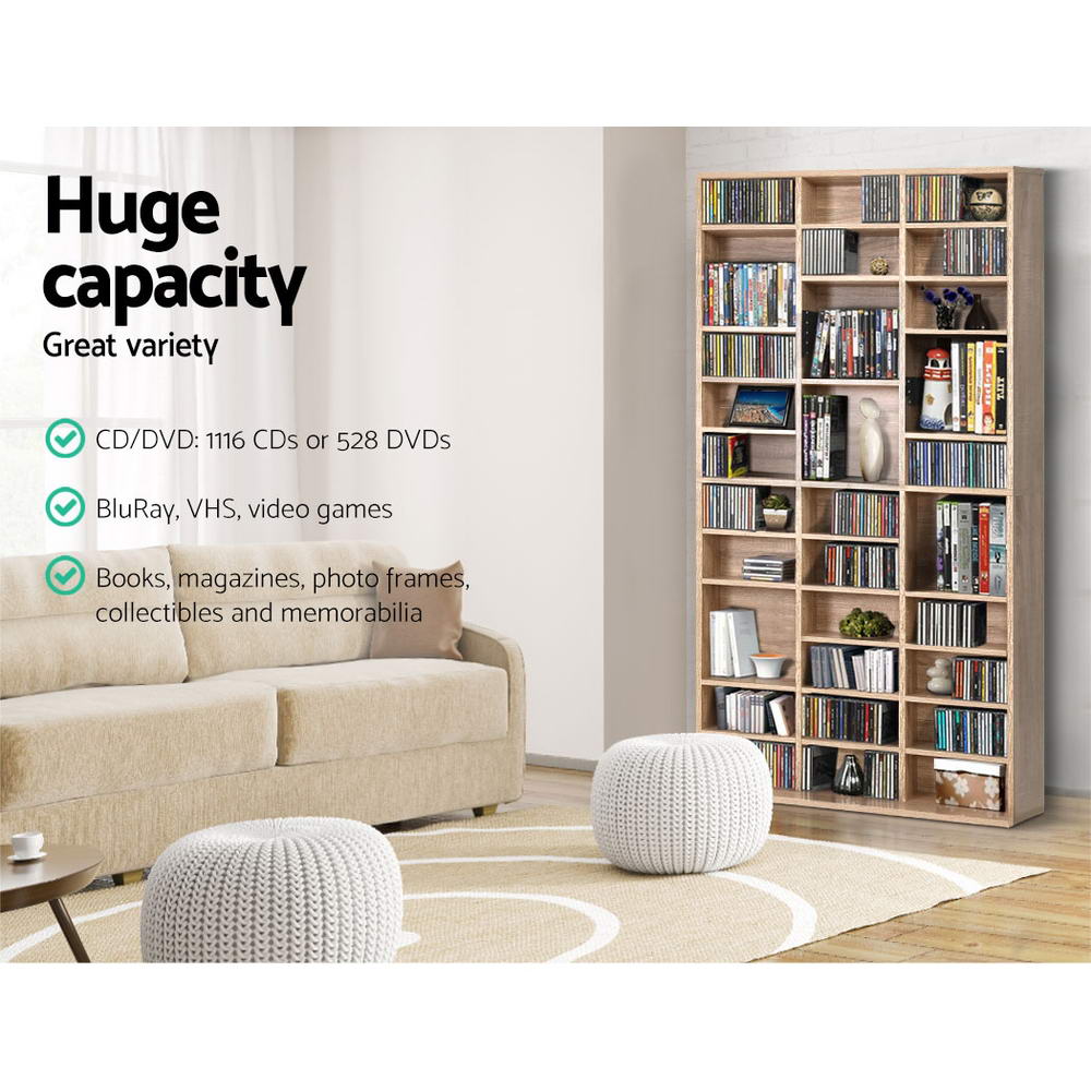 Oak colour - Bookshelf Cd Storage Rack - Bert Oak