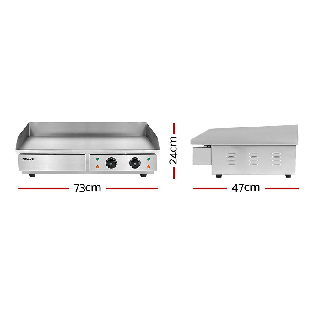 Commercial Electric Griddle 73Cm BBQ Grill Hot Plate Stainless Steel  4400W