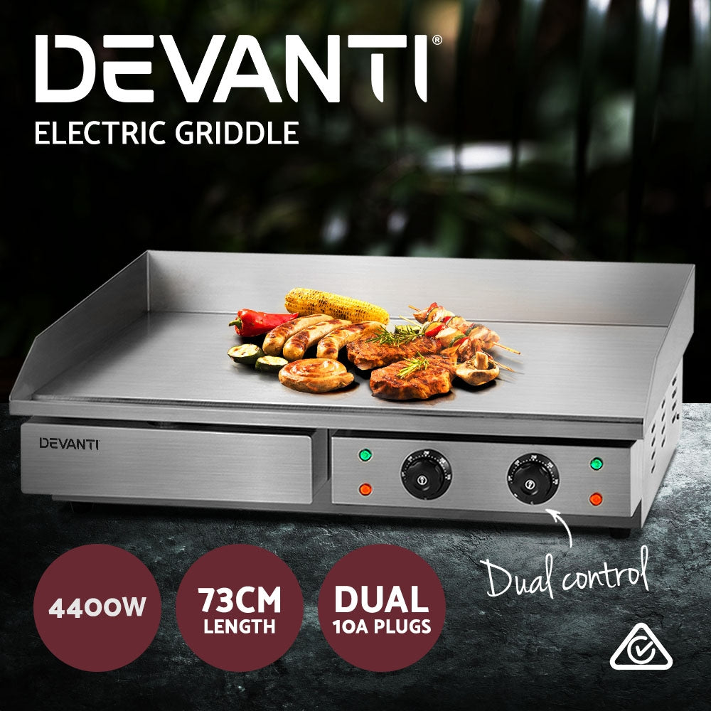 Commercial Electric Griddle 73Cm BBQ Grill Hot Plate Stainless Steel  4400W
